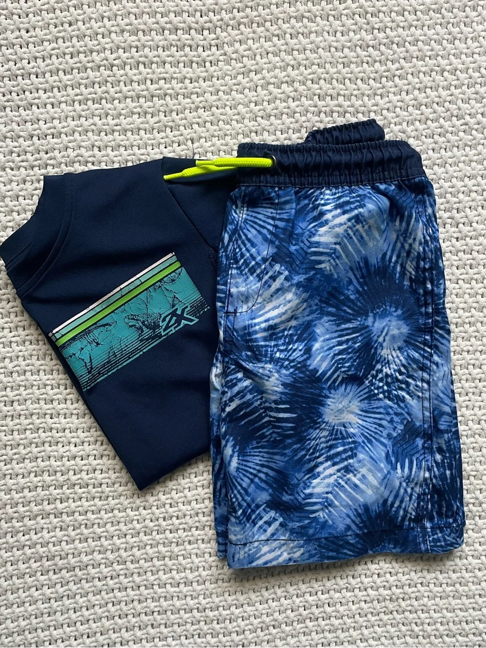 2pc Swim Set Rash Guard Shirt & Swim Trunks